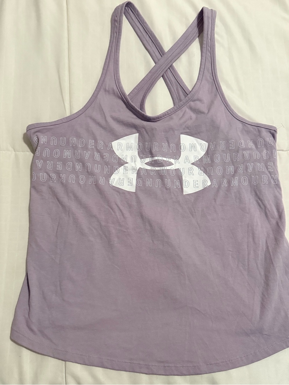 Under Armour Lavender Crossback Tank Top with White Logo